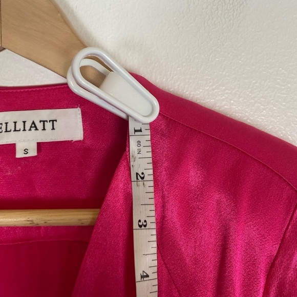 Elliatt Asymmetrical Satin Midi Dress Size S Fuchsia Long Sleeve V-Neck NWT - Picture 10 of 14